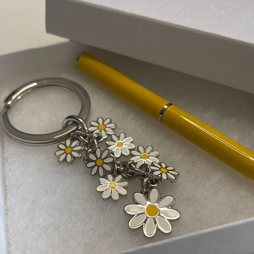 Coach Silver Daisy Keychain with Yellow Accents and Coach Pen - Picture 5 of 5